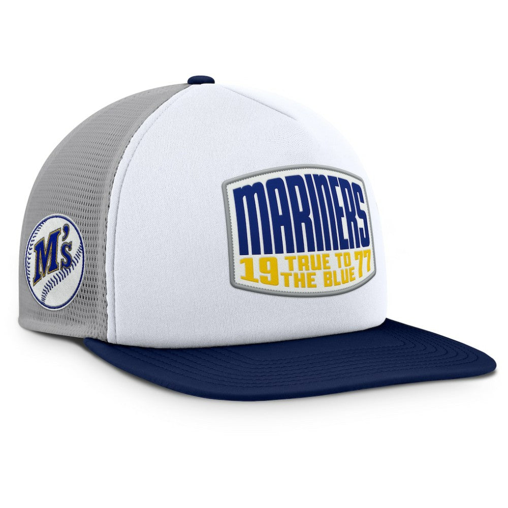 Gray/White Seattle Mariners Fanatics Cranked Foam Front Patch Trucker Adjustable Hat