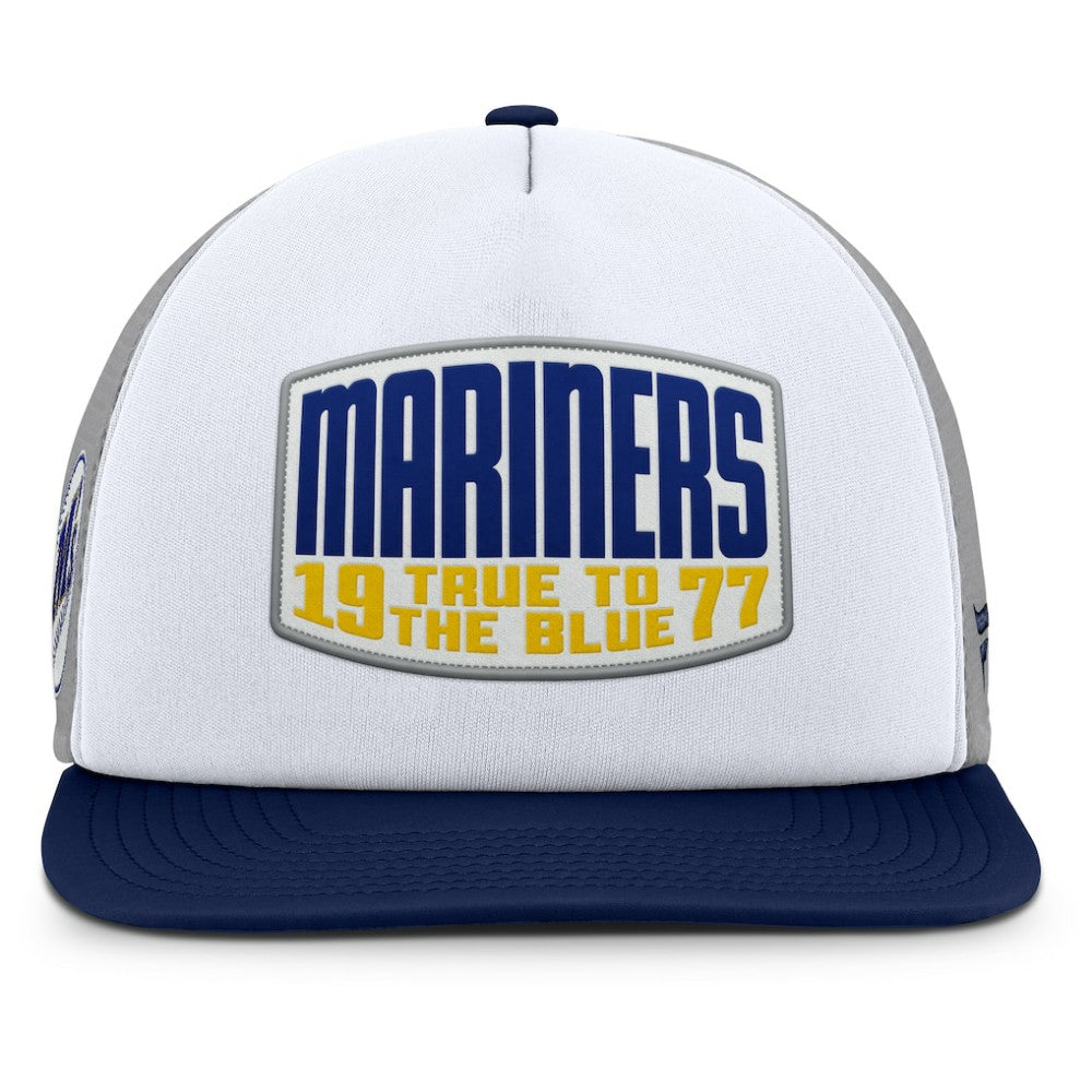 Gray/White Seattle Mariners Fanatics Cranked Foam Front Patch Trucker Adjustable Hat