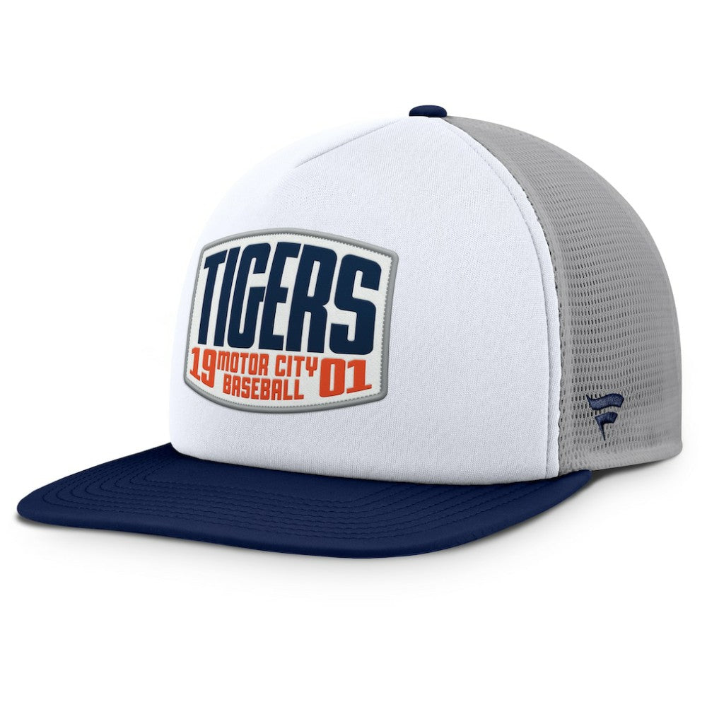 Gray/White Detroit Tigers Fanatics Cranked Foam Front Patch Trucker Adjustable Hat