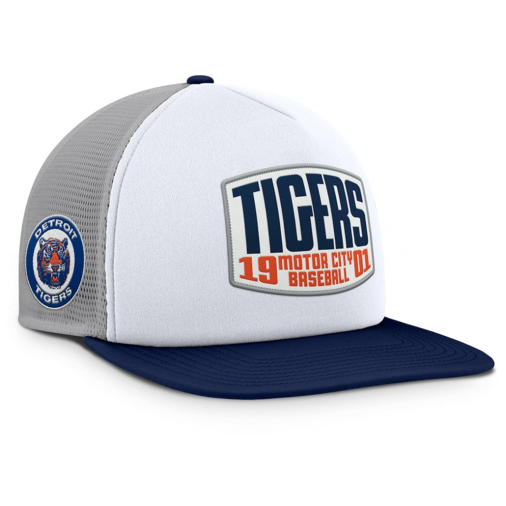Gray/White Detroit Tigers Fanatics Cranked Foam Front Patch Trucker Adjustable Hat