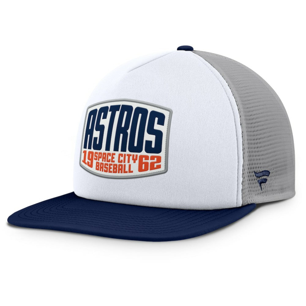 Gray/White Houston Astros Fanatics Cranked Foam Front Patch Trucker Adjustable Hat