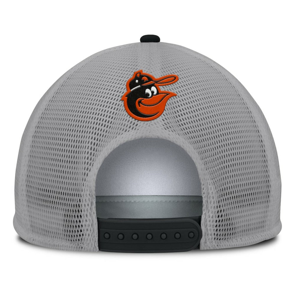 Gray/White Baltimore Orioles Fanatics Cranked Foam Front Patch Trucker Adjustable Hat