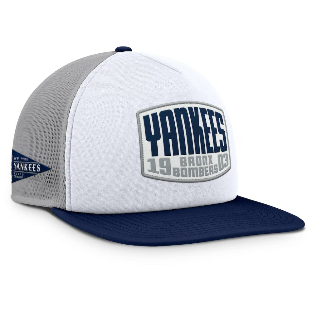 Gray/White New York Yankees Fanatics Cranked Foam Front Patch Trucker Adjustable Hat