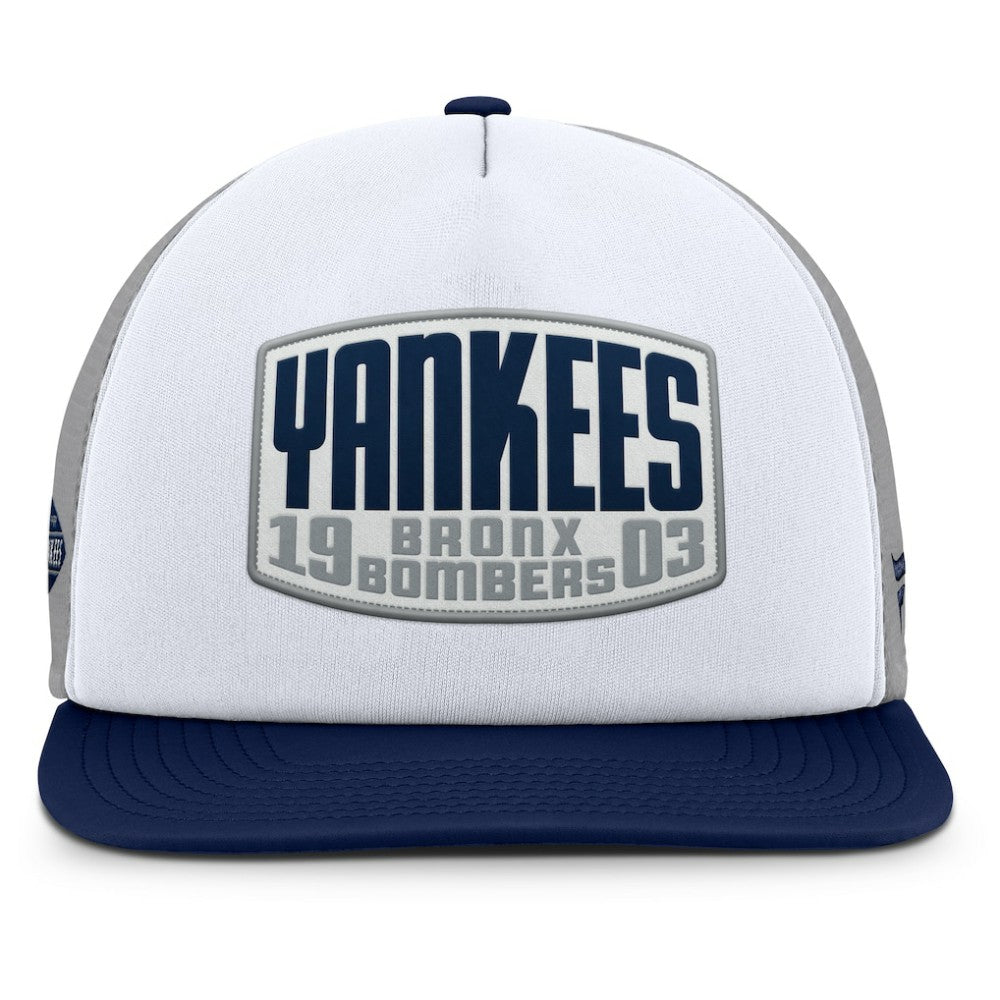 Gray/White New York Yankees Fanatics Cranked Foam Front Patch Trucker Adjustable Hat