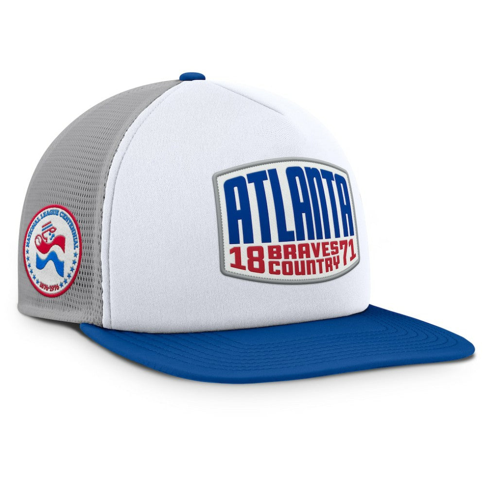 Gray/White Atlanta Braves Fanatics Cranked Foam Front Patch Trucker Adjustable Hat