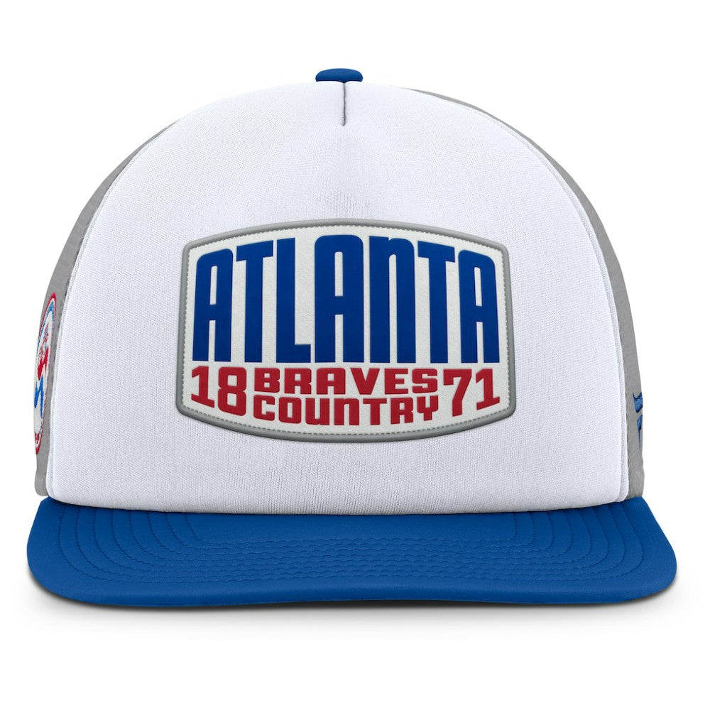 Gray/White Atlanta Braves Fanatics Cranked Foam Front Patch Trucker Adjustable Hat
