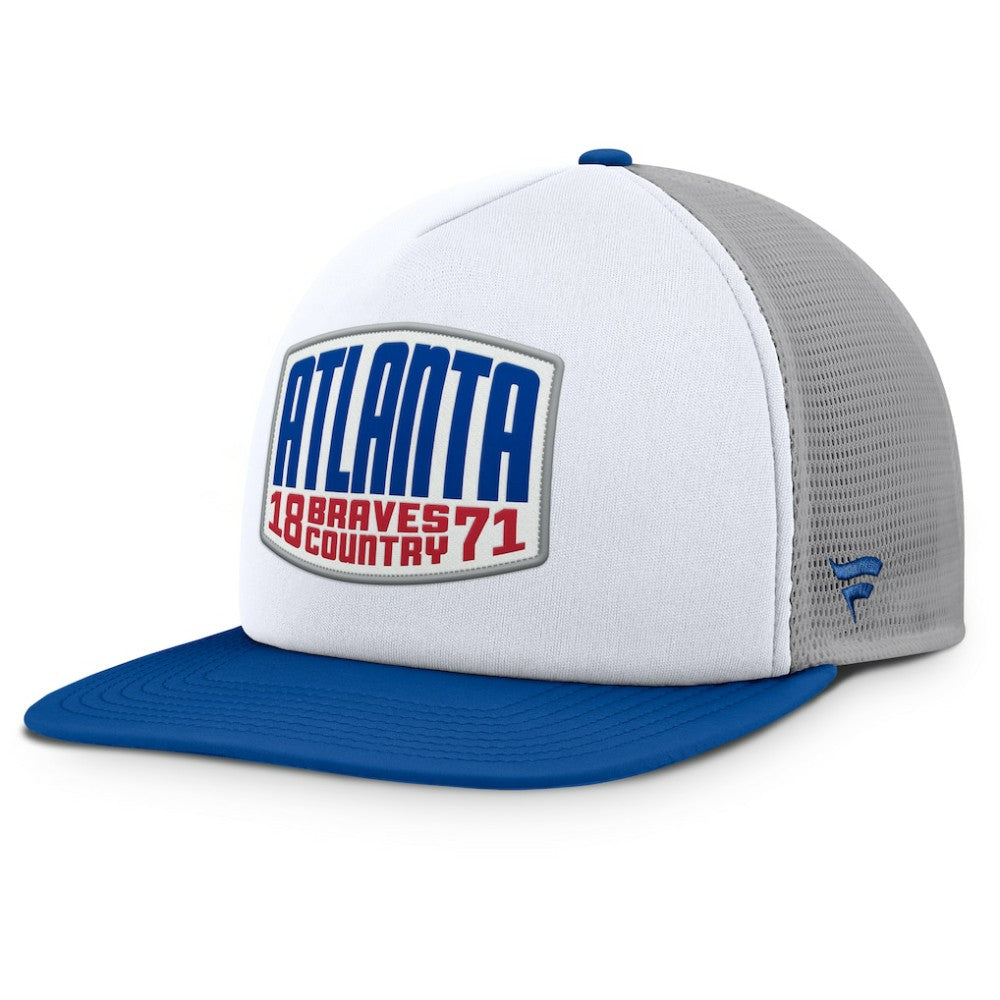 Gray/White Atlanta Braves Fanatics Cranked Foam Front Patch Trucker Adjustable Hat