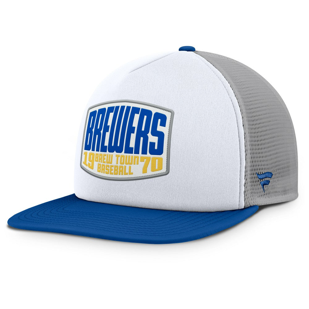 Gray/White Milwaukee Brewers Fanatics Cranked Foam Front Patch Trucker Adjustable Hat
