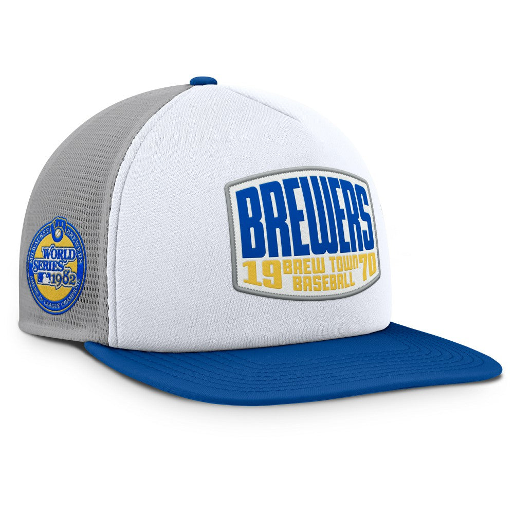 Gray/White Milwaukee Brewers Fanatics Cranked Foam Front Patch Trucker Adjustable Hat