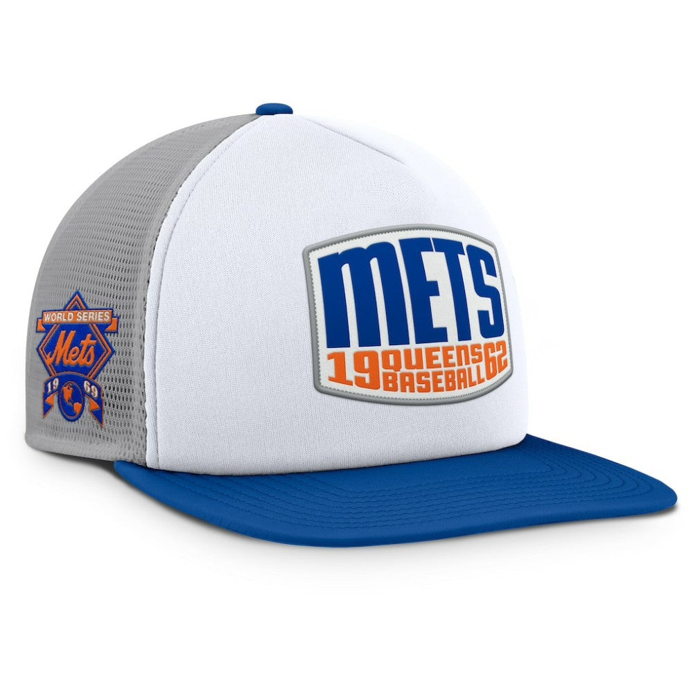 Gray/White New York Mets Fanatics Cranked Foam Front Patch Trucker Adjustable Hat