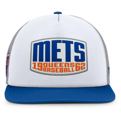 Gray/White New York Mets Fanatics Cranked Foam Front Patch Trucker Adjustable Hat