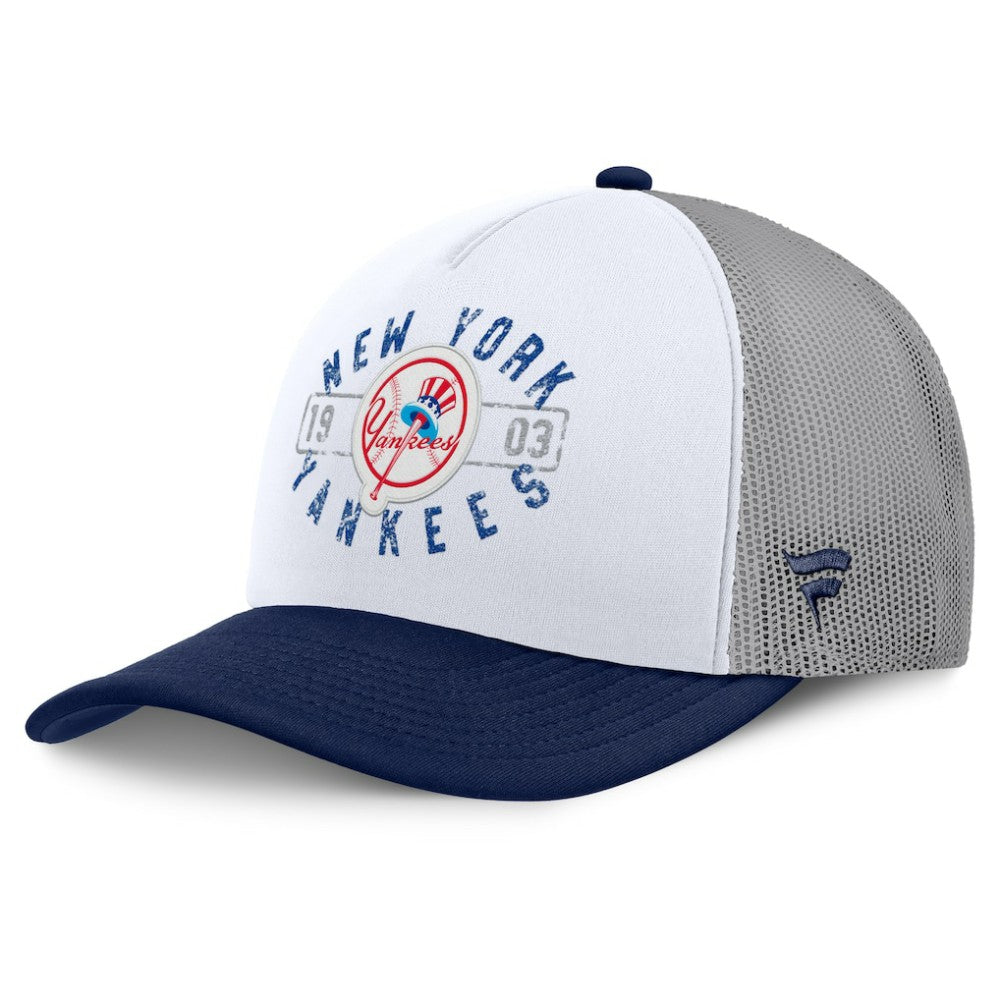 White/Navy New York Yankees Fanatics Designated A-Frame Foam Front Trucker Adjustable Hat