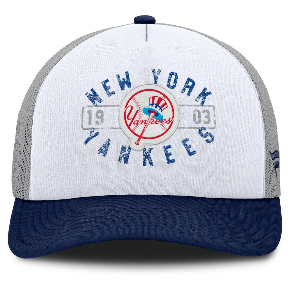White/Navy New York Yankees Fanatics Designated A-Frame Foam Front Trucker Adjustable Hat