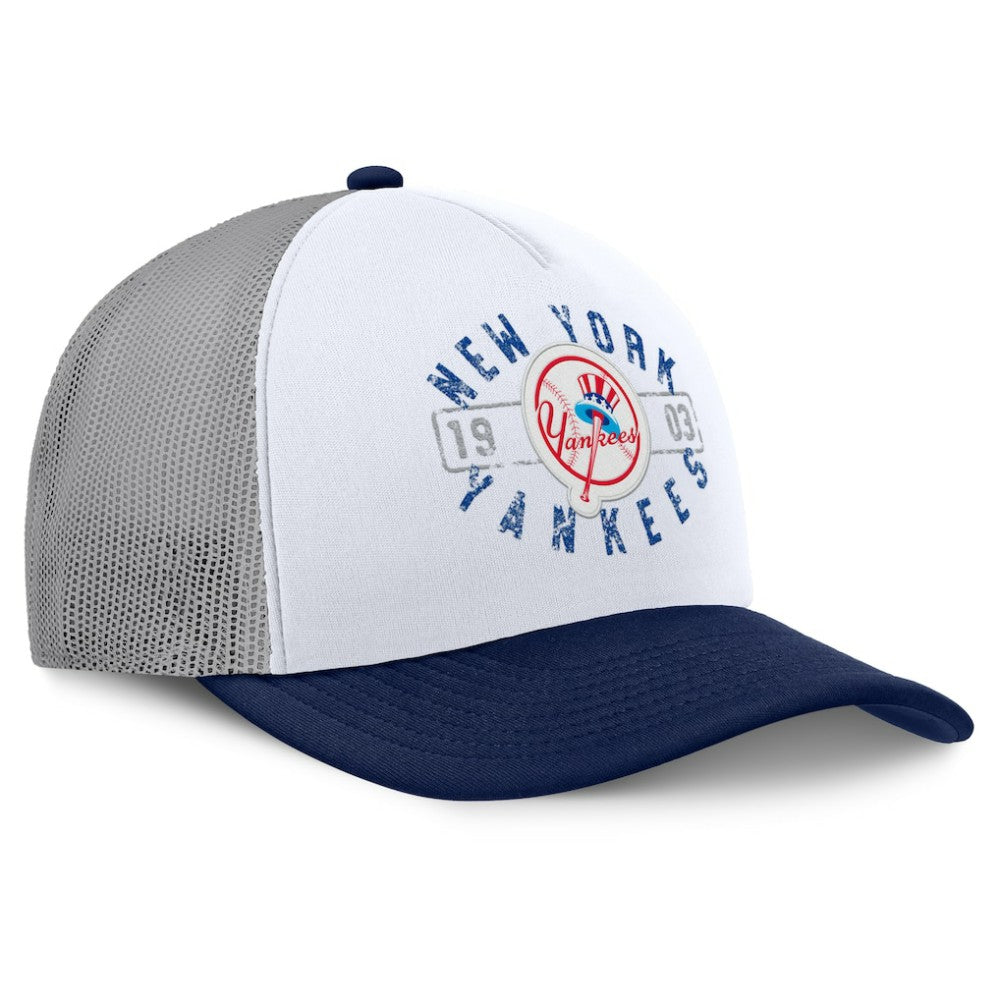 White/Navy New York Yankees Fanatics Designated A-Frame Foam Front Trucker Adjustable Hat