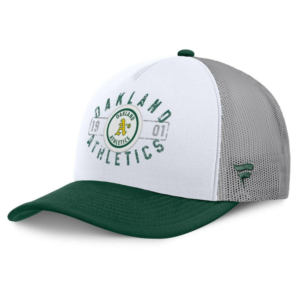 White/Green Athletics Fanatics Designated A-Frame Foam Front Trucker Adjustable Hat