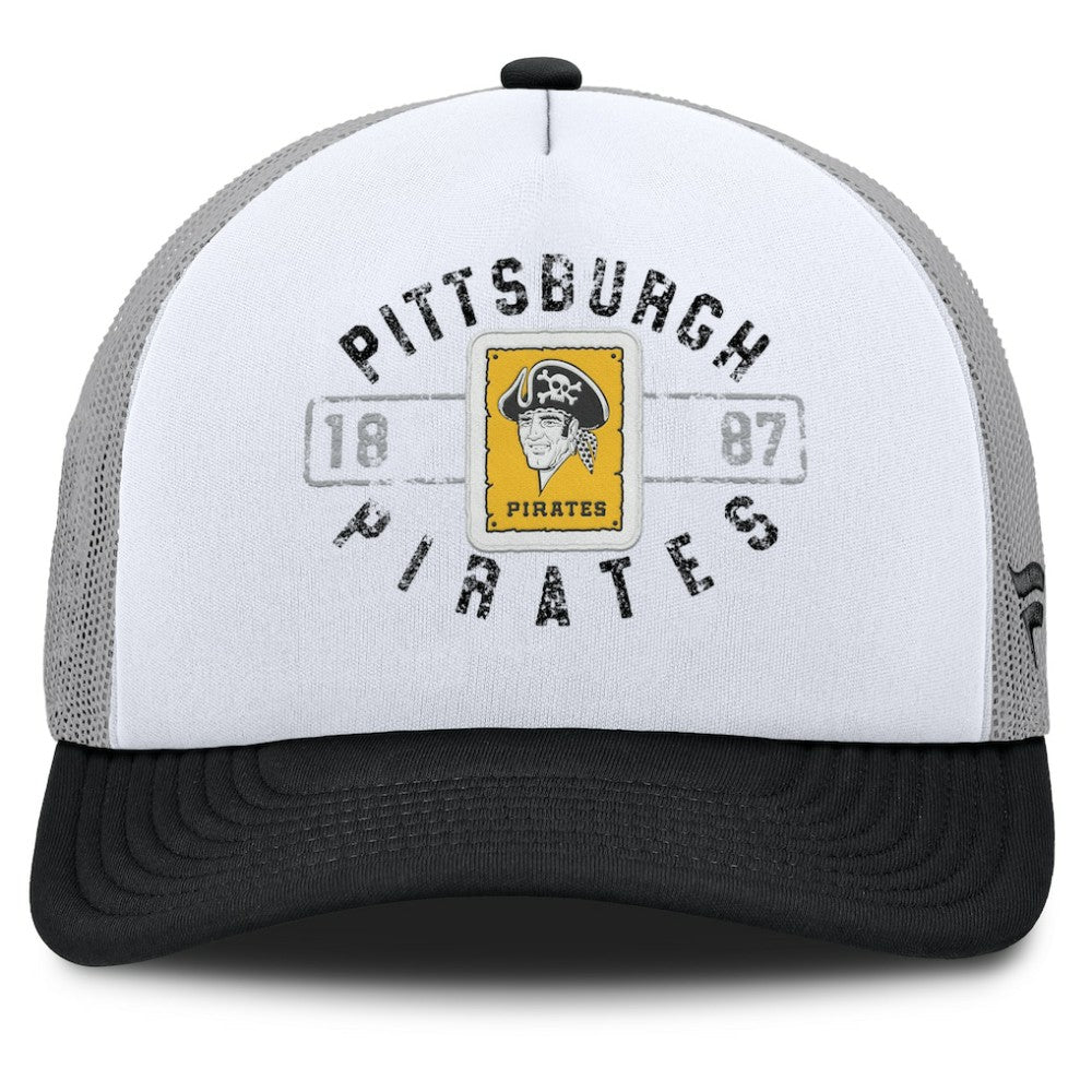White/Black Pittsburgh Pirates Fanatics Designated A-Frame Foam Front Trucker Adjustable Hat