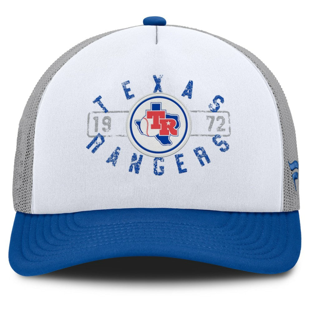 White/Royal Texas Rangers Fanatics Designated A-Frame Foam Front Trucker Adjustable Hat