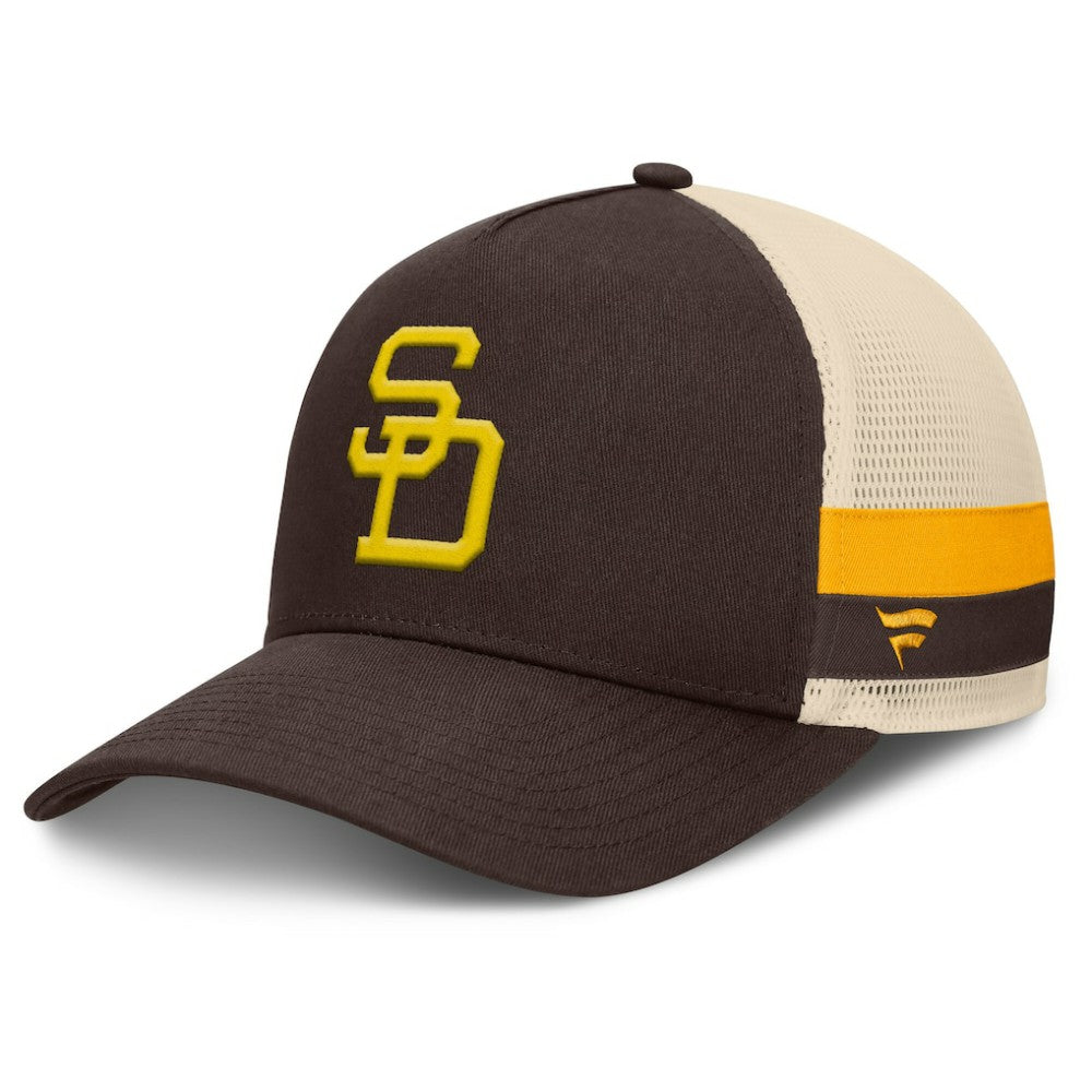 Brown/Natural San Diego Padres Fanatics Inherited Side Stripe Trucker Adjustable Hat