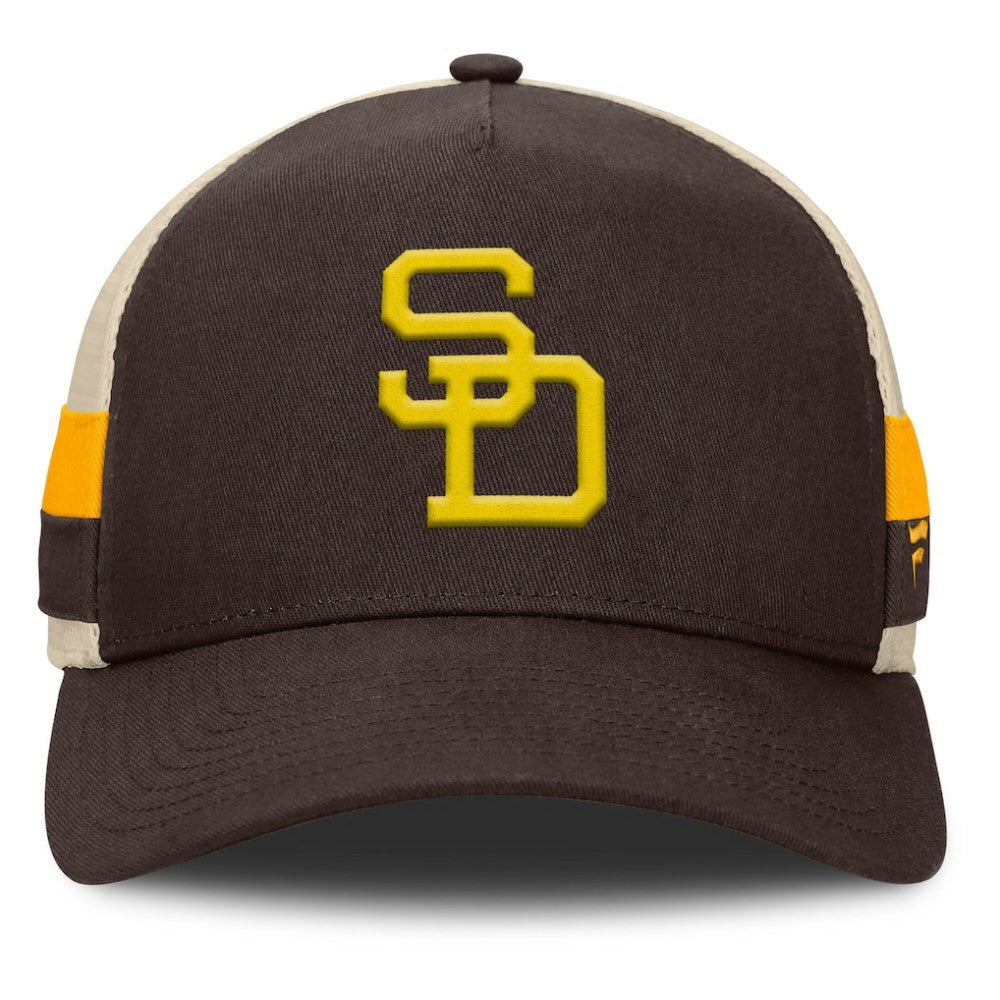 Brown/Natural San Diego Padres Fanatics Inherited Side Stripe Trucker Adjustable Hat