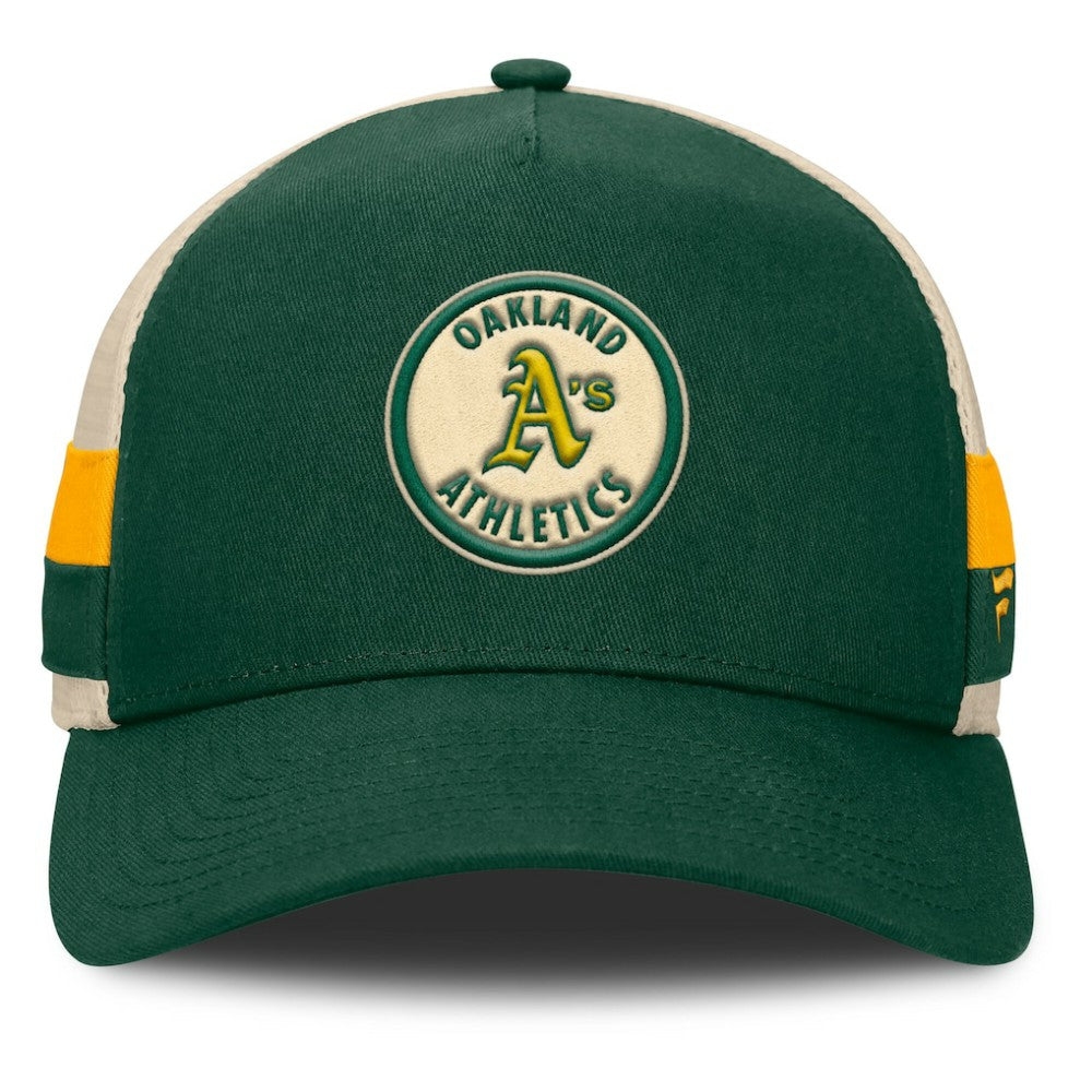 Green/Natural Athletics Fanatics Inherited Side Stripe Trucker Adjustable Hat