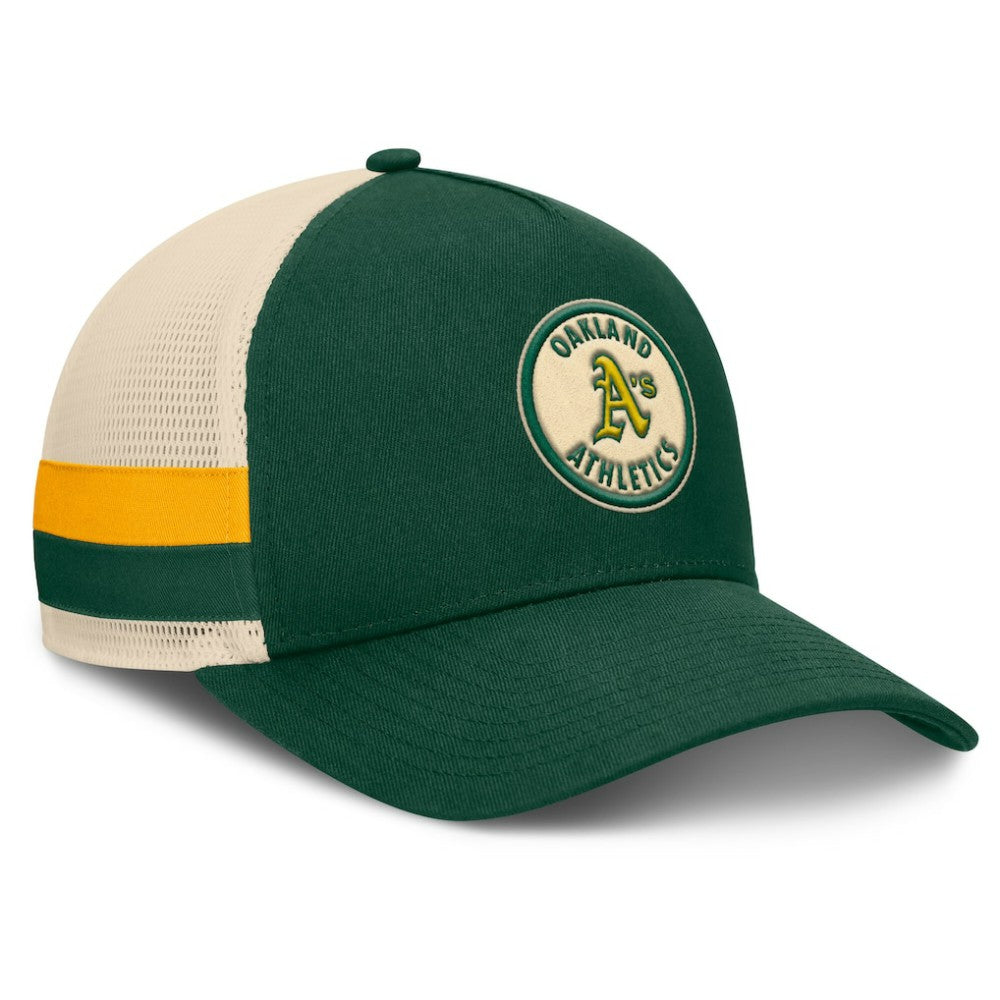 Green/Natural Athletics Fanatics Inherited Side Stripe Trucker Adjustable Hat