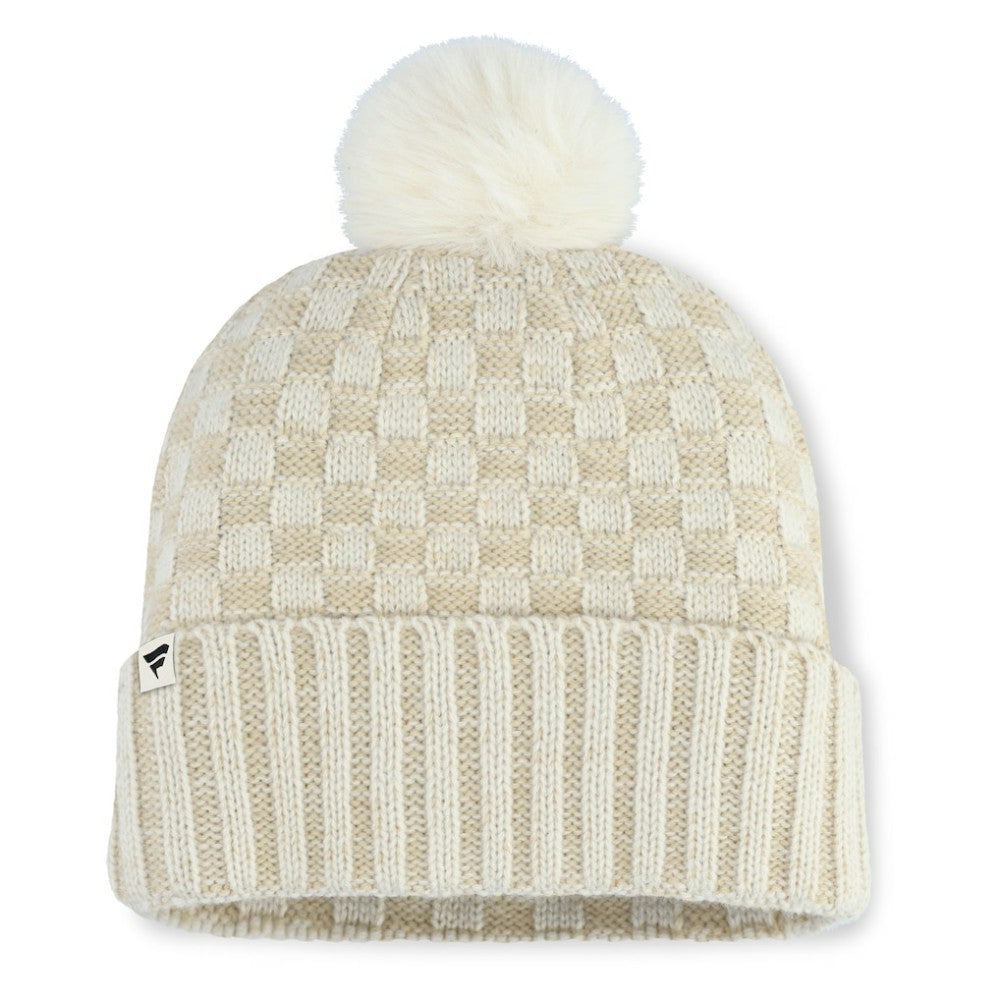 Natural Detroit Tigers Fanatics Women's Matchstick Cuffed Knit Hat with Pom- Natural