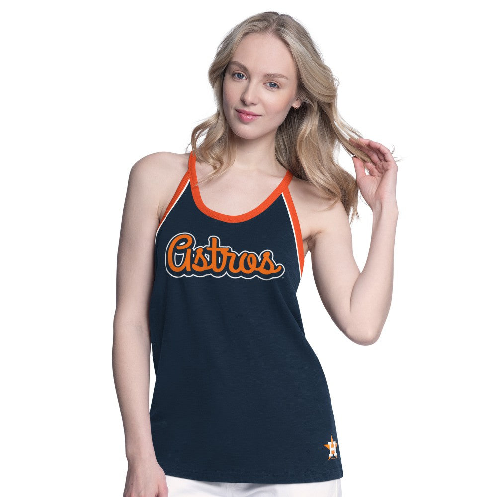 Navy Houston Astros G-III 4Her by Carl Banks Women's Curveball Racerback Tank Top