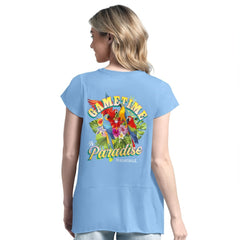 Light Blue Chicago Cubs Margaritaville Women's Gametime is Paradise T-Shirt