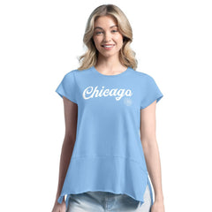 Light Blue Chicago Cubs Margaritaville Women's Gametime is Paradise T-Shirt