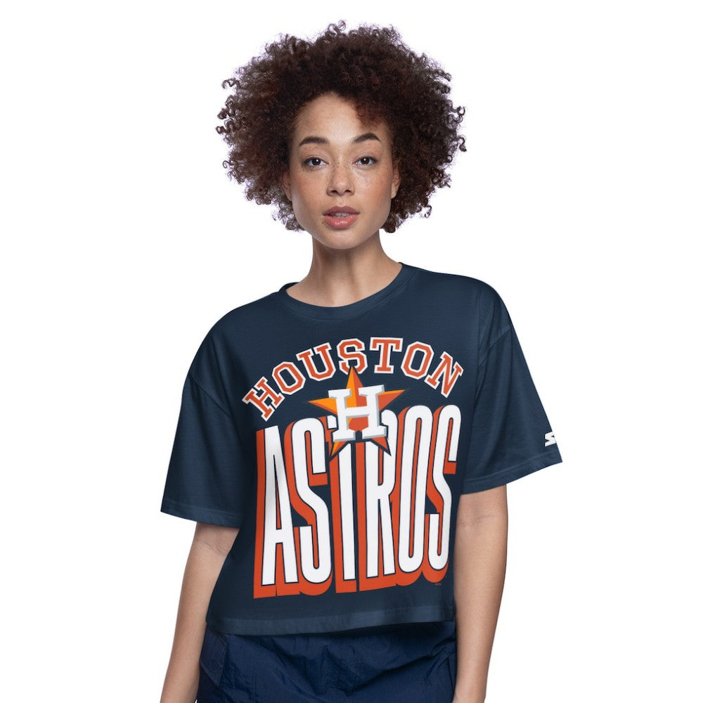 Navy Houston Astros Starter Women's Play the Ball Boxy Cropped T-Shirt