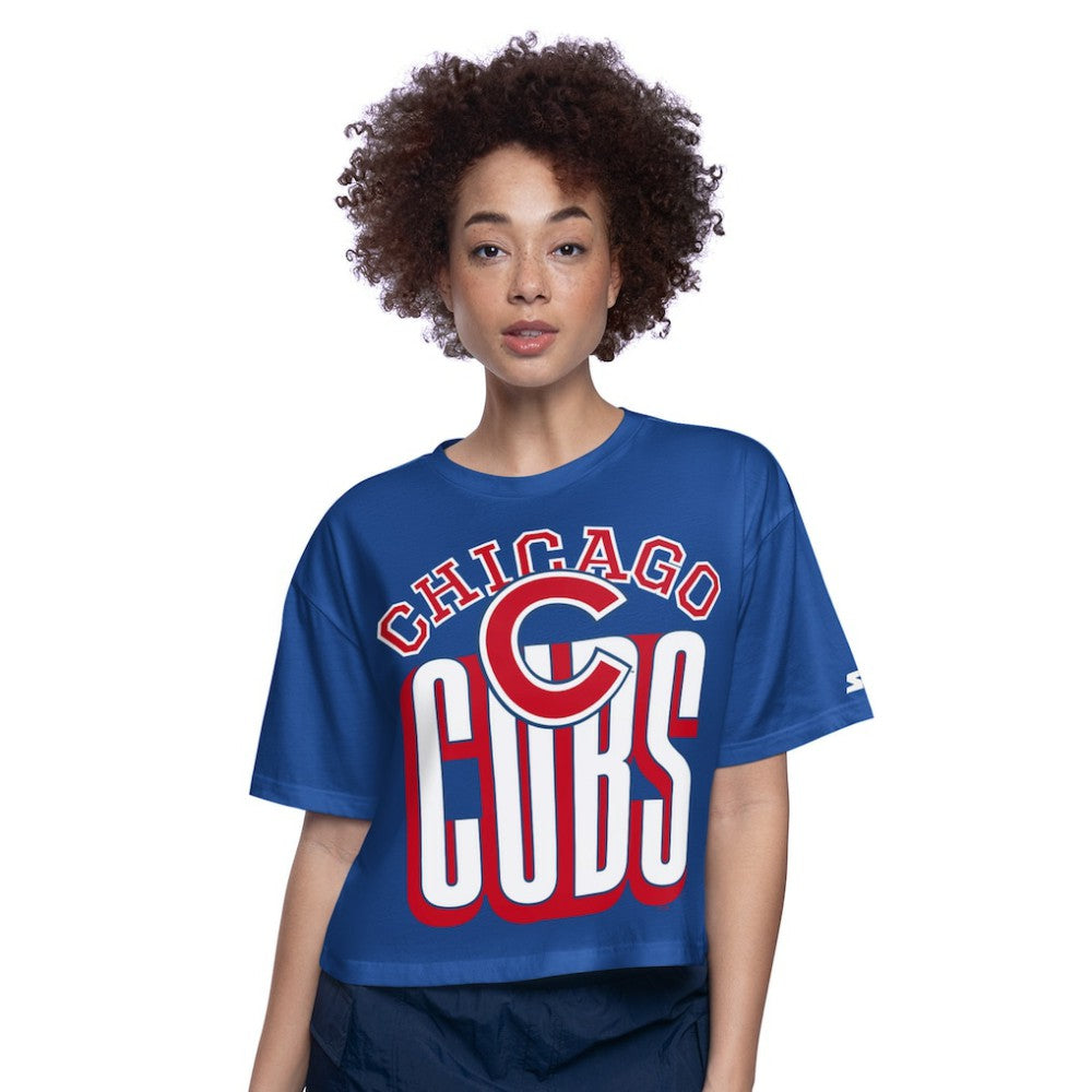 Royal Chicago Cubs Starter Women's Play the Ball Boxy Cropped T-Shirt