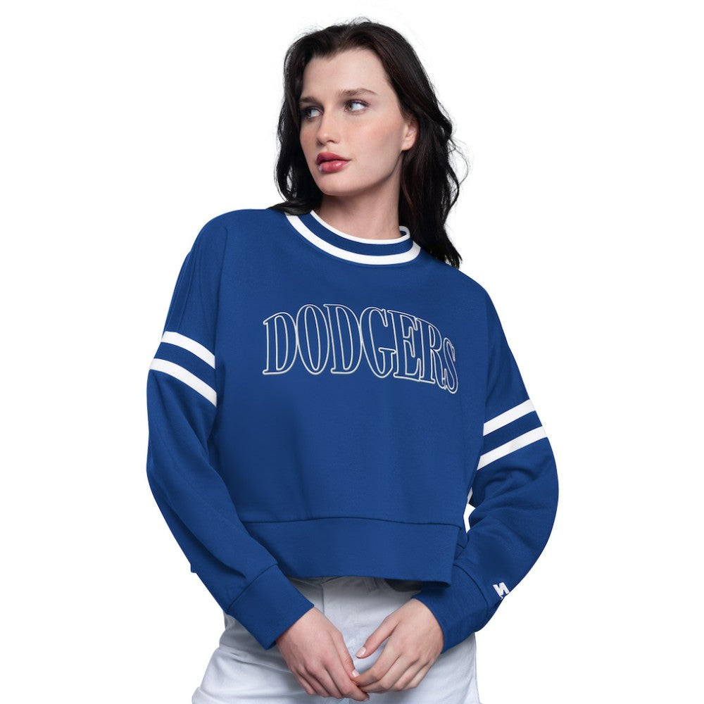 Royal Los Angeles Dodgers Starter Women's Power Play Cropped Pullover Sweatshirt