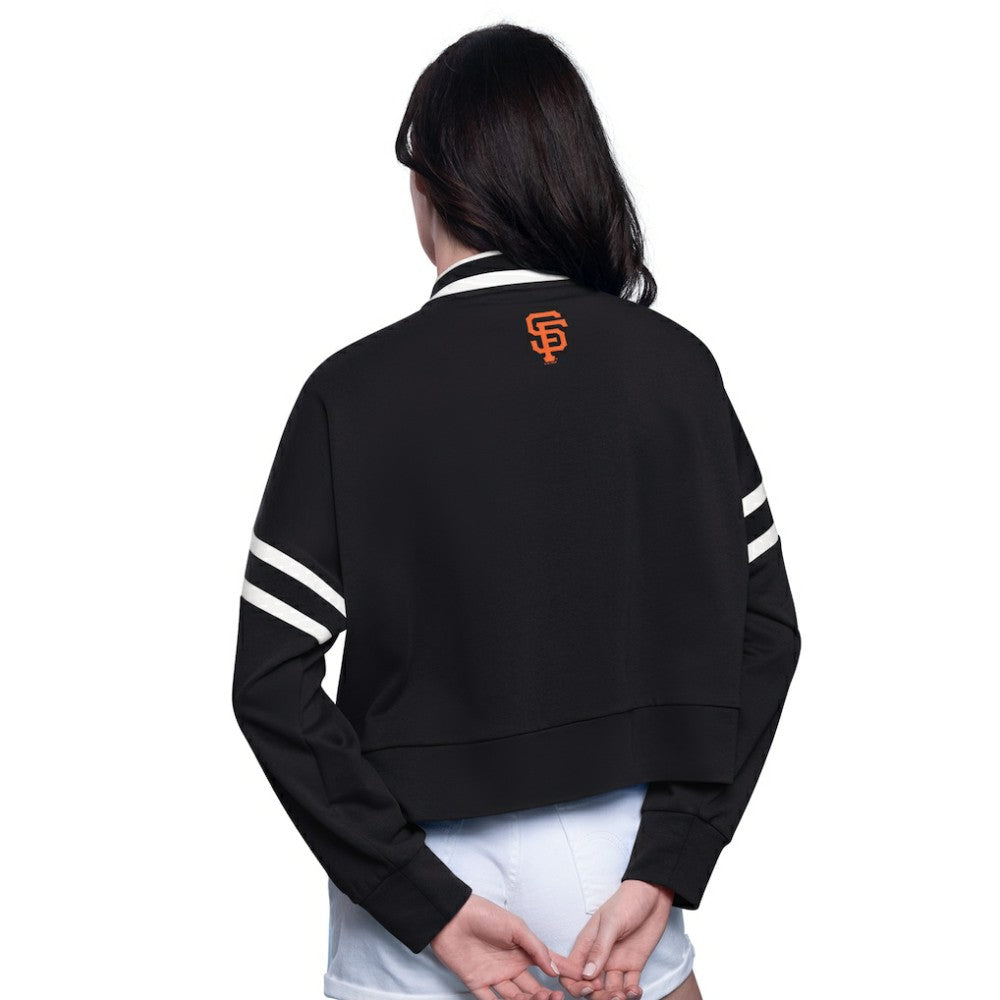 Black San Francisco Giants Starter Women's Power Play Cropped Pullover Sweatshirt