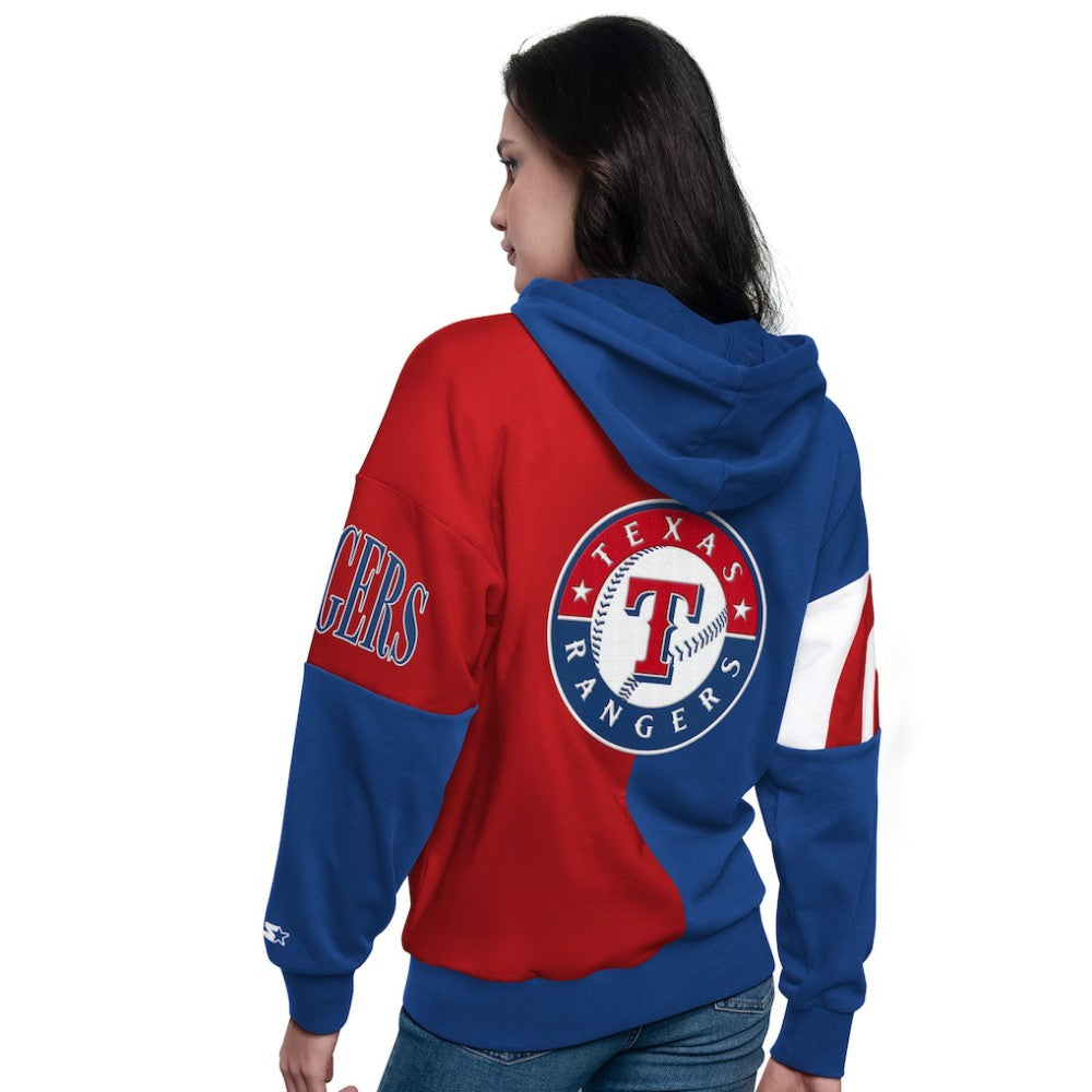 Royal/Red Texas Rangers Starter Women's Curve Ball Full Zip Hoodie Sweatshirt