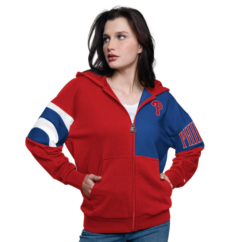 Red/Royal Philadelphia Phillies Starter Women's Curve Ball Full Zip Hoodie Sweatshirt