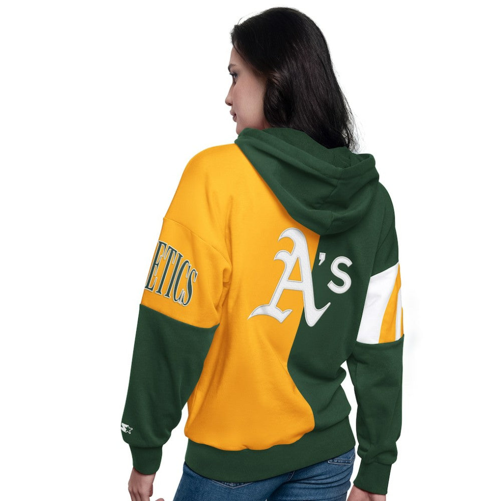 Green/Gold Athletics Starter Women's Curve Ball Full Zip Hoodie Sweatshirt