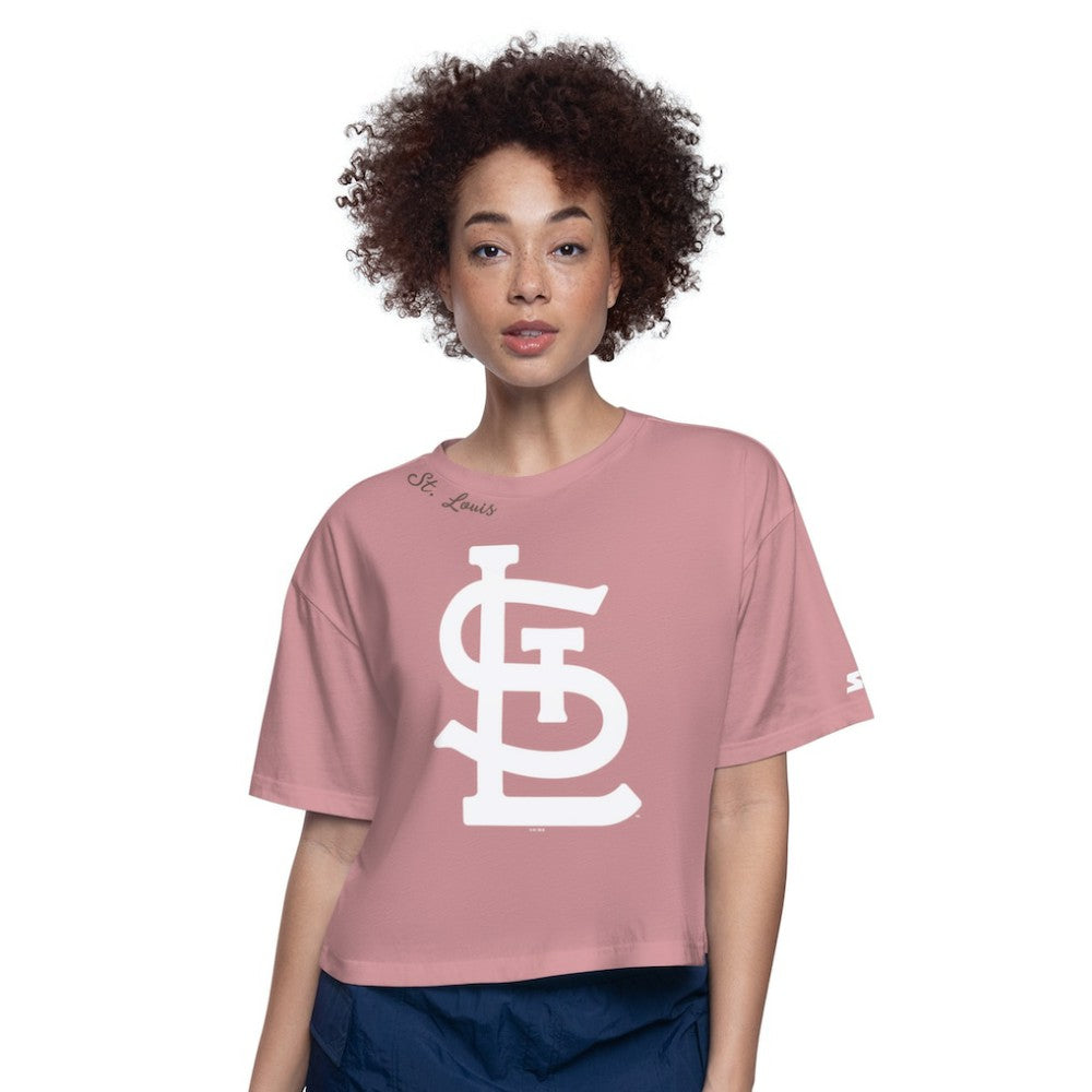 Pink St. Louis Cardinals Starter Women's Play the Ball Boxy Cropped T-Shirt