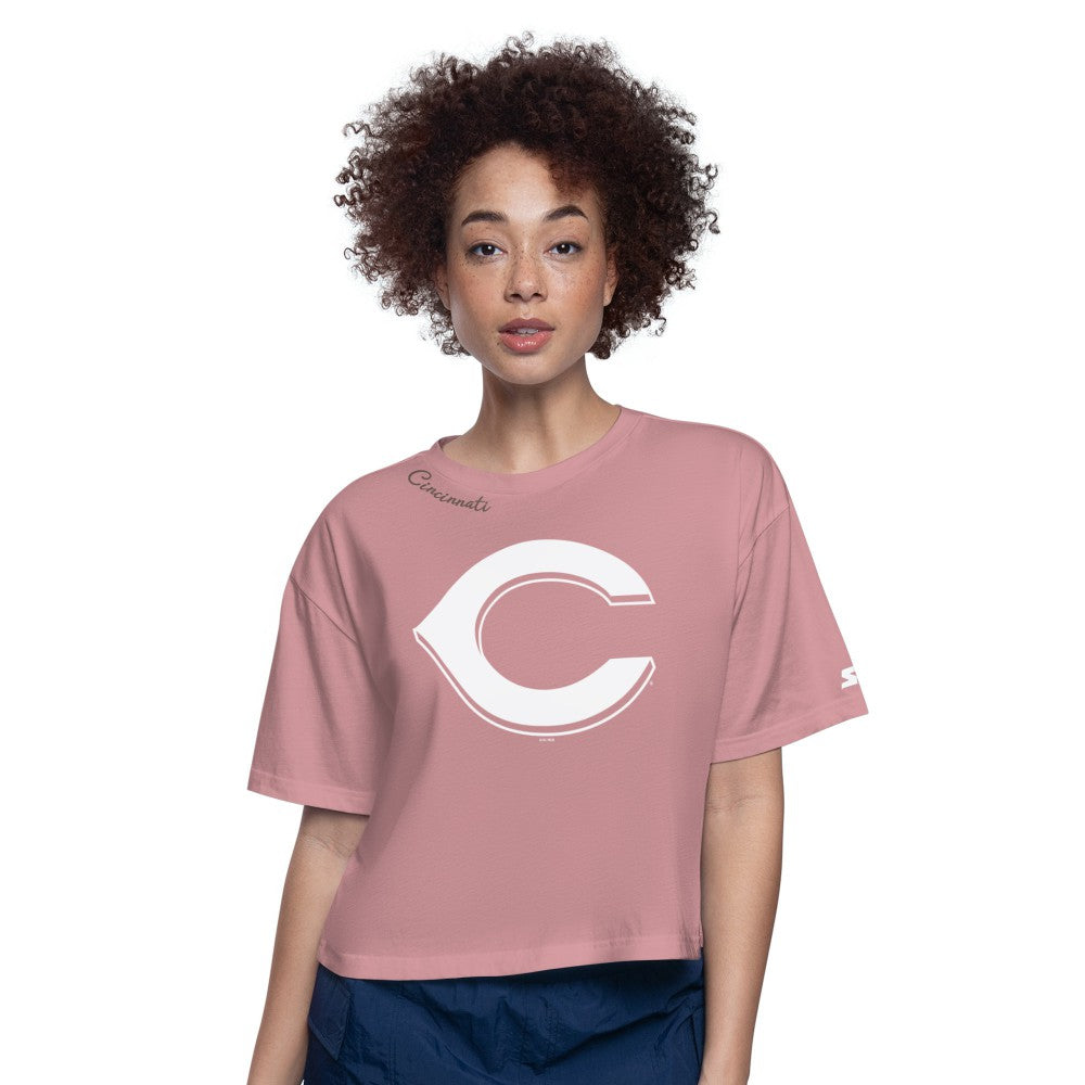 Pink Cincinnati Reds Starter Women's Play the Ball Boxy Cropped T-Shirt