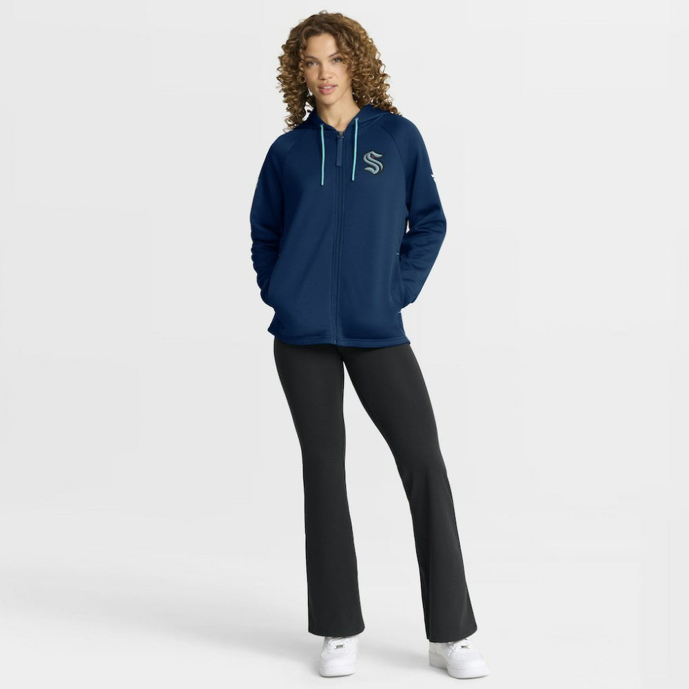 NHL Seattle Kraken Fanatics Women's Authentic Pro Rink Raglan Full-Zip Hoodie
