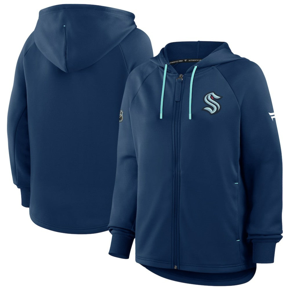 NHL Seattle Kraken Fanatics Women's Authentic Pro Rink Raglan Full-Zip Hoodie
