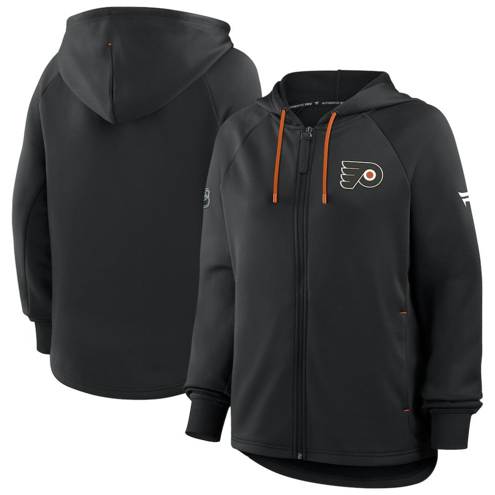 NHL Philadelphia Flyers Fanatics Women's Authentic Pro Rink Raglan Full-Zip Hoodie