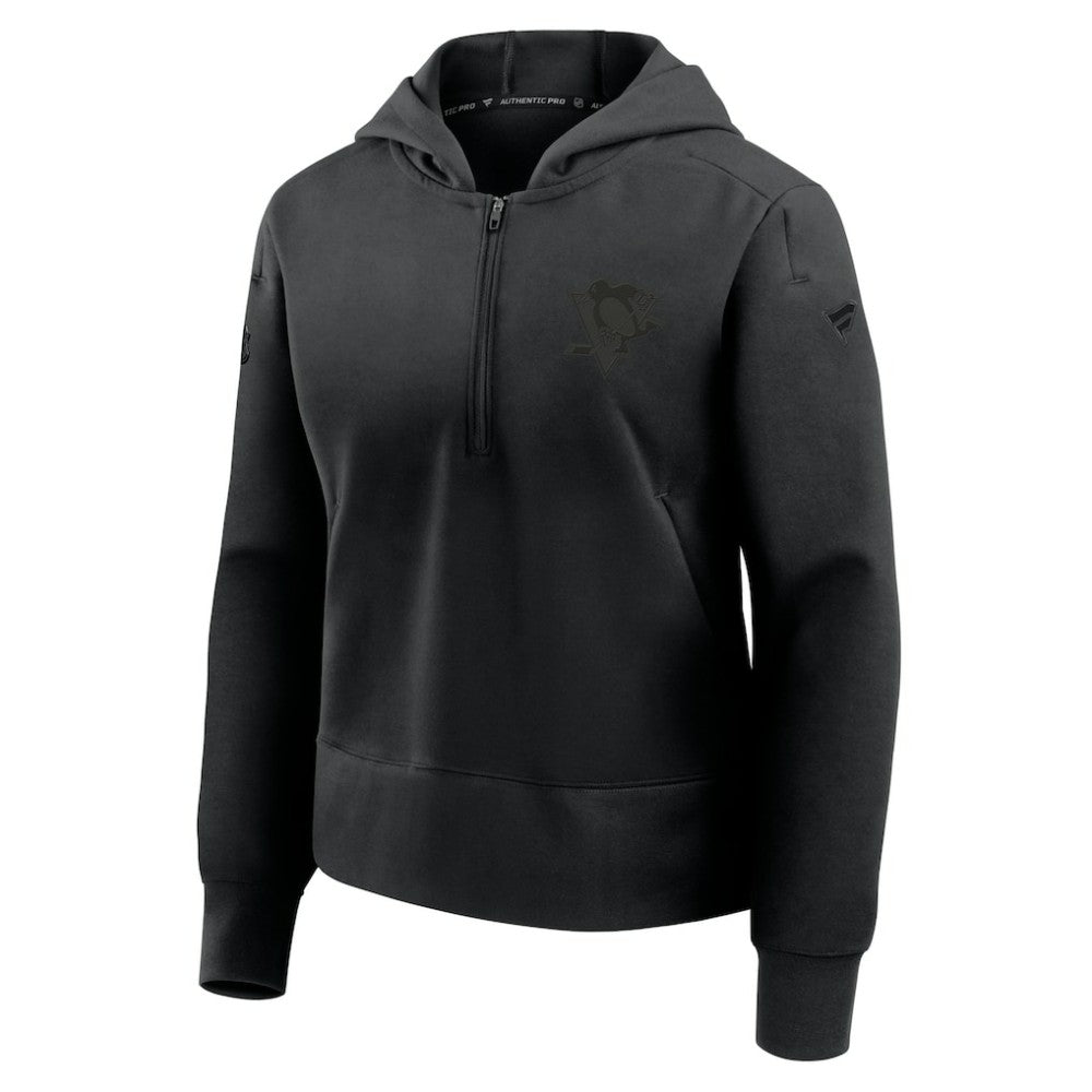 NHL Pittsburgh Penguins Fanatics Women's Authentic Pro Road Tri-Blend Quarter-Zip Hoodie