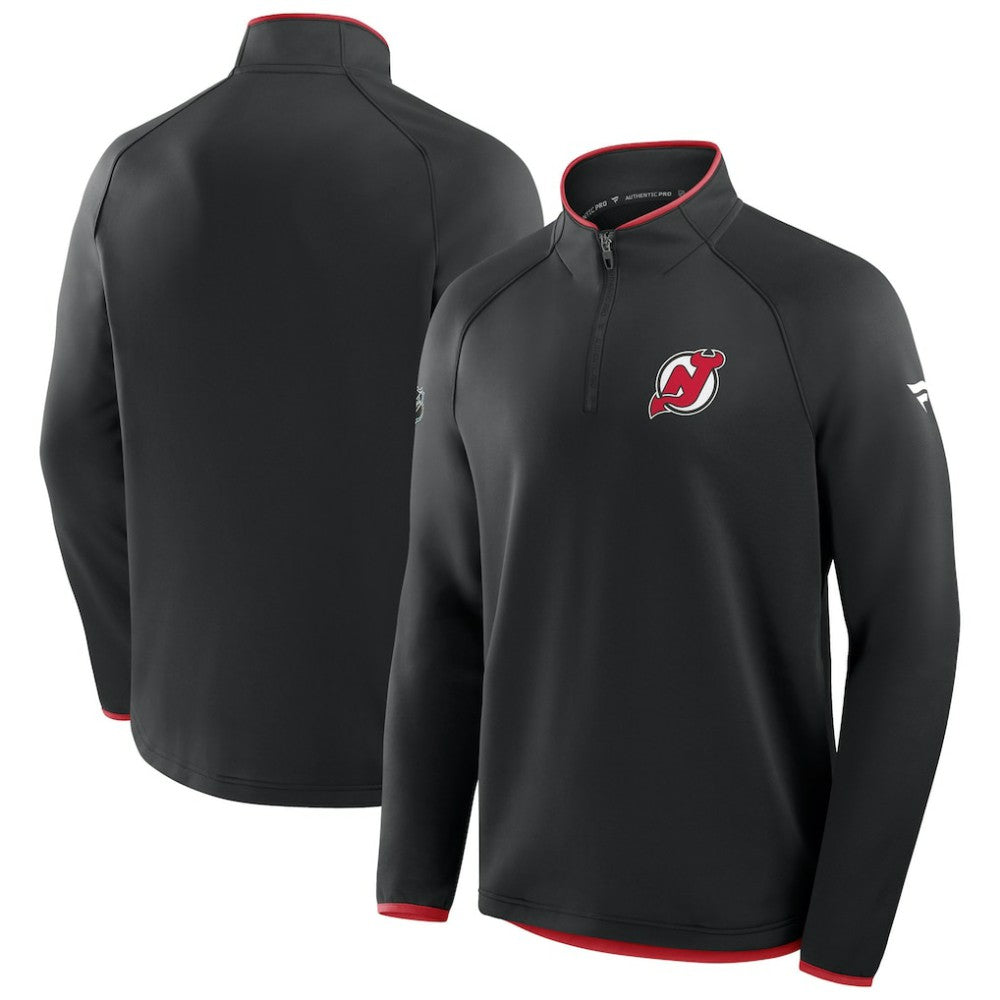 NHL New Jersey Devils Fanatics Authentic Pro Rink Raglan Quarter-Zip Pullover