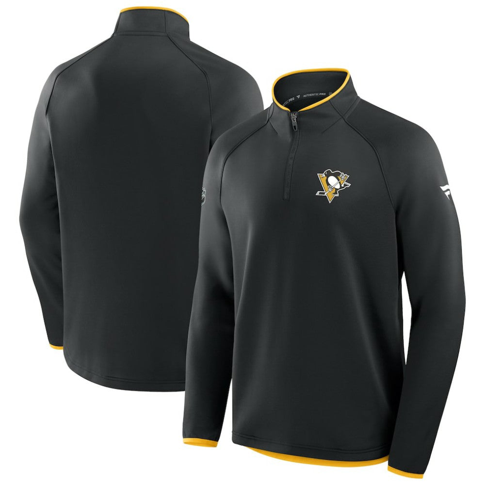 NHL Pittsburgh Penguins Fanatics Authentic Pro Rink Raglan Quarter-Zip Pullover