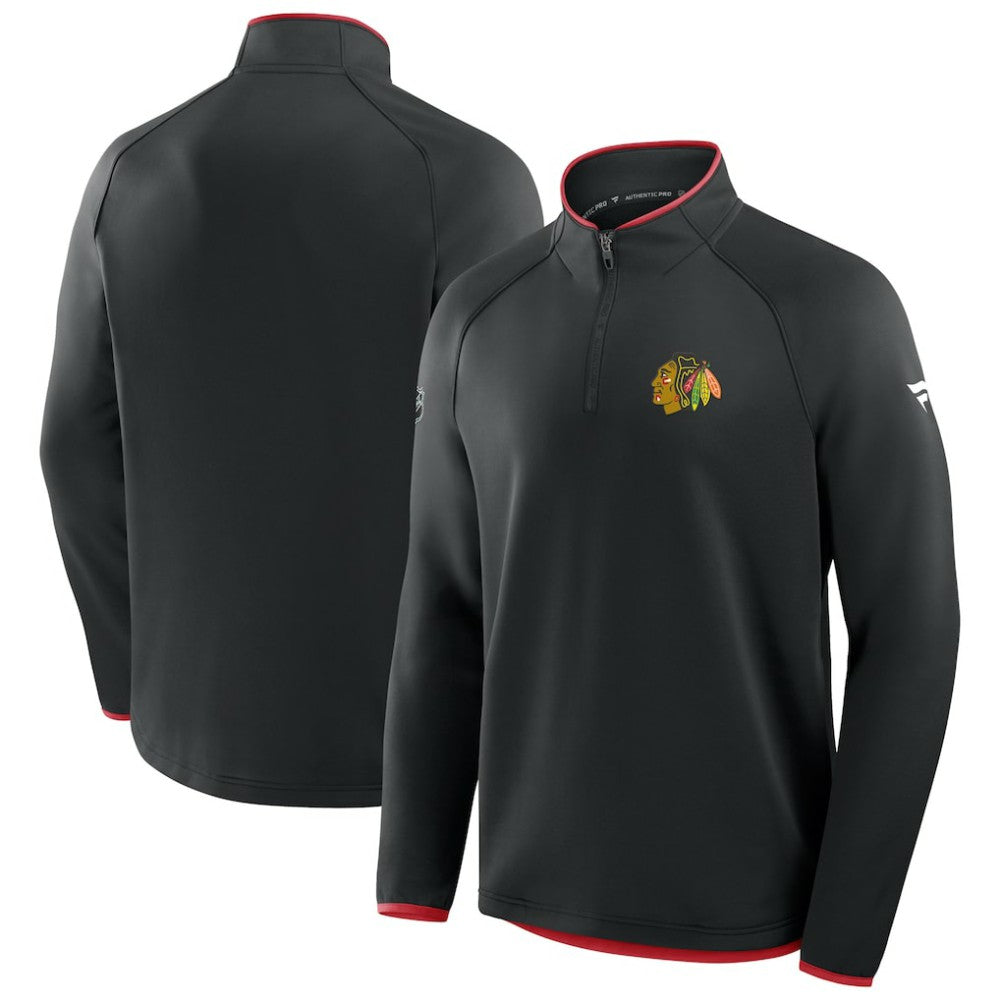 NHL Chicago Blackhawks Fanatics Authentic Pro Rink Raglan Quarter-Zip Pullover