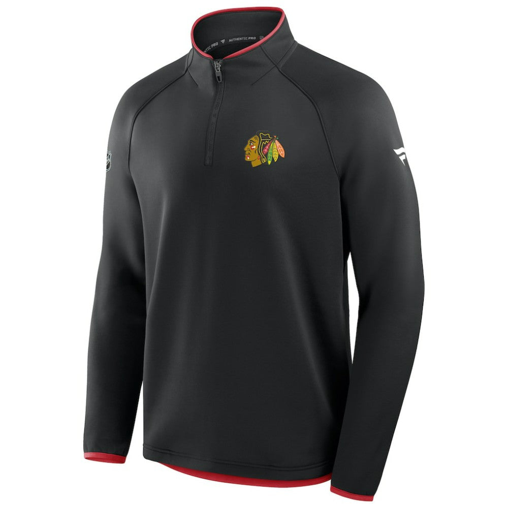 NHL Chicago Blackhawks Fanatics Authentic Pro Rink Raglan Quarter-Zip Pullover