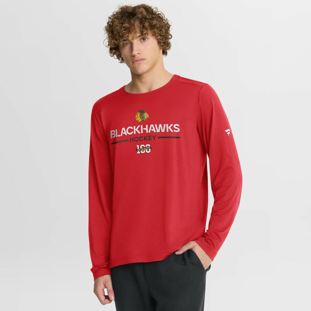 NHL Chicago Blackhawks Fanatics Authentic Pro Centennial Rink Tech Long Sleeve T-Shirt