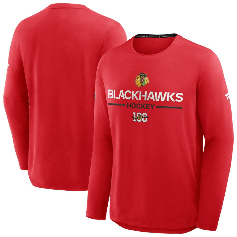 NHL Chicago Blackhawks Fanatics Authentic Pro Centennial Rink Tech Long Sleeve T-Shirt