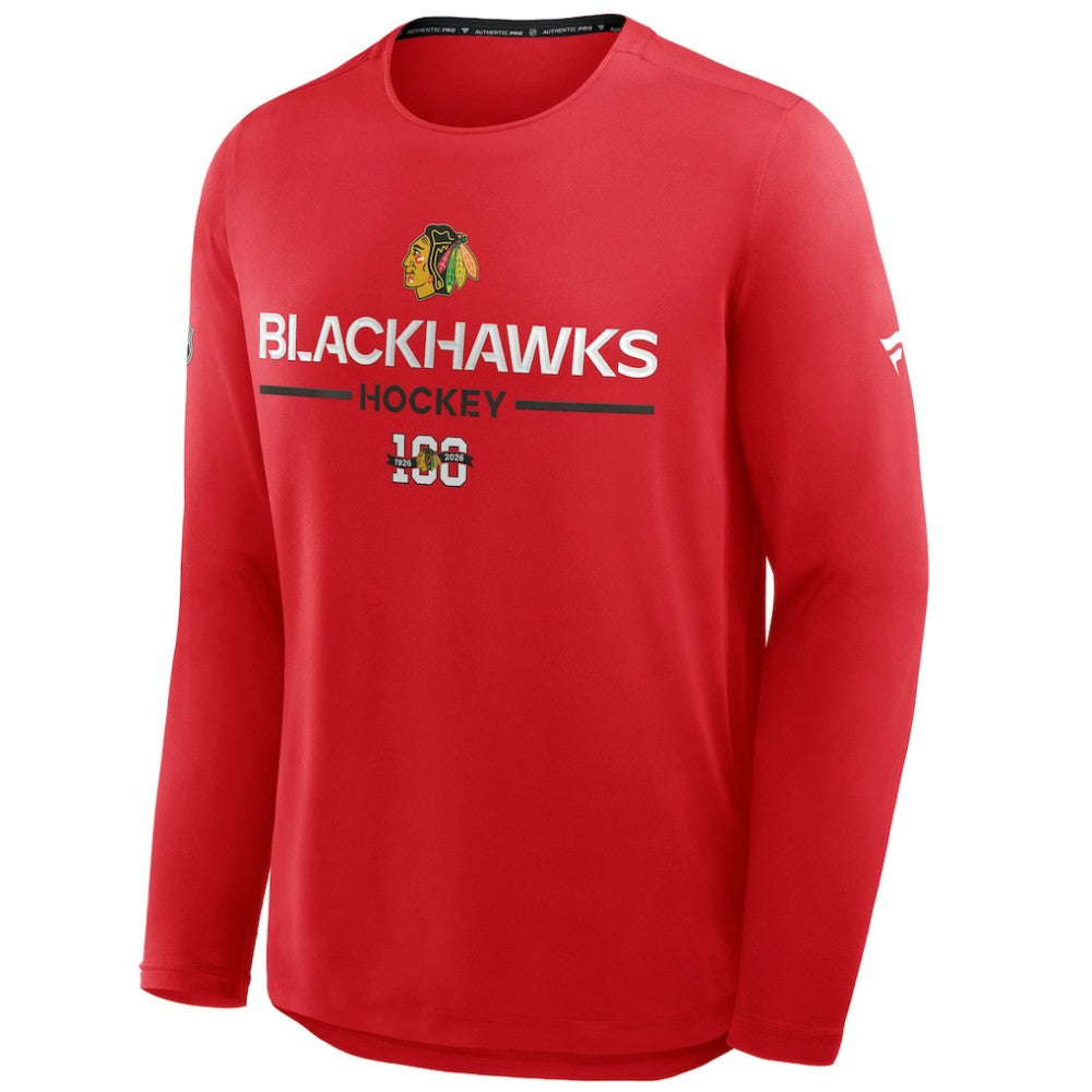 NHL Chicago Blackhawks Fanatics Authentic Pro Centennial Rink Tech Long Sleeve T-Shirt
