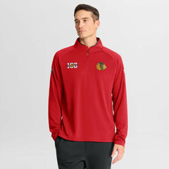 NHL Chicago Blackhawks Fanatics Authentic Pro Rink Training Centennial Raglan Quarter-Zip Pullover
